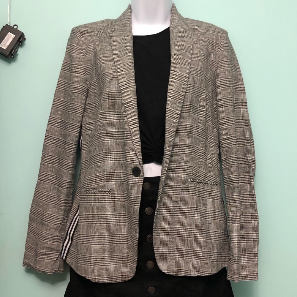 Women's Gray Plaid Blazer